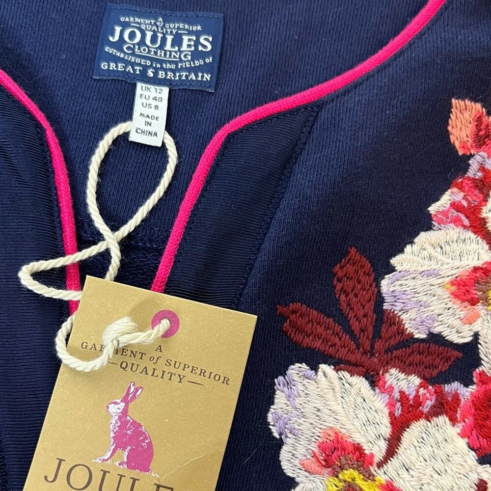 NWT Joules Jordan Notch Neck floral Embroidery Sweatshirt sz 8 - Picture 6 of 9